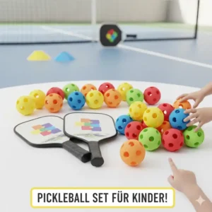Ein Starter-Set mit mehreren Pickleball Bällen für Kinder, die weich und sicher sind.