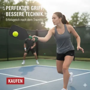 Erfolgreicher Spieler dank Pickleball Griff Trainer kaufen mit perfektem Griff auf dem Platz.
