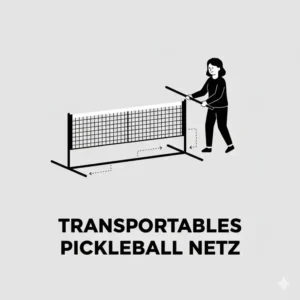 Ein leichtes, mobiles Netz, das als transportabler pickleball netz turnier standard aufgebaut wird.