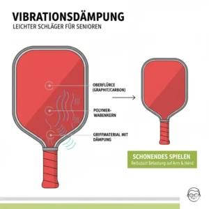 Querschnitt eines Schlägers, der die Vibrationsdämpfung in einem Pickleball Schläger Senioren Leicht für schonendes Spielen darstellt.