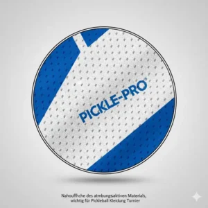 Nahaufnahme des atmungsaktiven Materials der Pickleball Kleidung Turnier Herren.