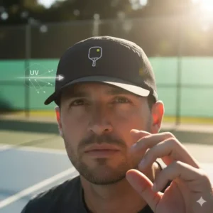 UV-Schutz und Blendschutz durch die Pickleball Cap Herren atmungsaktiv bei hellem Sonnenlicht.