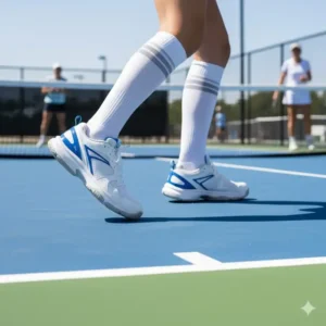 Pickleball Kleidung Turnier Damen Socken: Kompressionssocken zur Unterstützung der Durchblutung und Muskelregeneration.