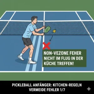 Illustration der Non-Volley-Zone, um diese pickleball fehler vermeiden anfänger zu erklären.