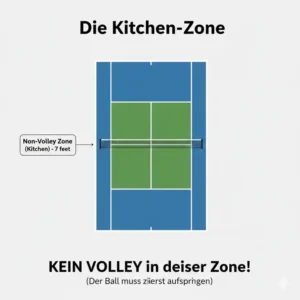 Die Non-Volley-Zone (Kitchen) und die dazugehörigen pickleball regeln für anfänger.