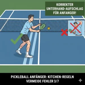 Eine Grafik über den Aufschlag, um häufige pickleball fehler vermeiden anfänger zu umgehen.