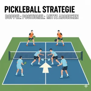Taktische Mitte-Abdeckung zur Fehlervermeidung als Pickleball Strategie Doppel.