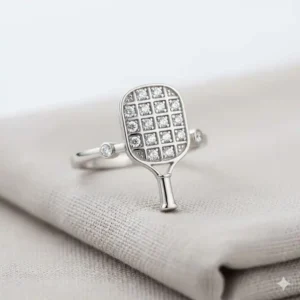 Funkelnder Ring in Diamant-Optik mit Pickleball-Design, eleganter pickleball schmuck damen Akzent.