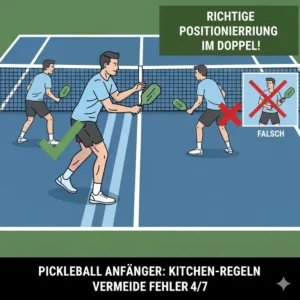 Richtige Positionierung im Doppel, um taktische pickleball fehler vermeiden anfänger zu verhindern.