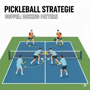 Crosscourt Dinking als geduldige und kluge Pickleball Strategie Doppel.