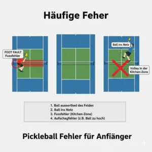 Häufige Fehler und Verstöße gegen die pickleball regeln für anfänger im Spiel.