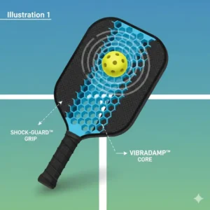 Detailed internal core of a pickleball schläger vibrationsdämpfung system.