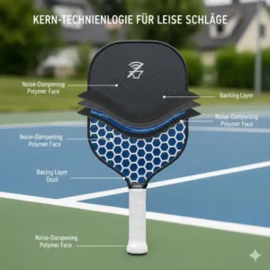 Illustration der Kerntechnologie für Pickleball Schläger leise Schläge zur Lärmreduzierung.