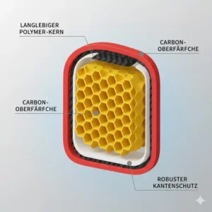 Eine Grafik der Innenstruktur für einen pickleball schläger langlebiges material mit Wabenkern.