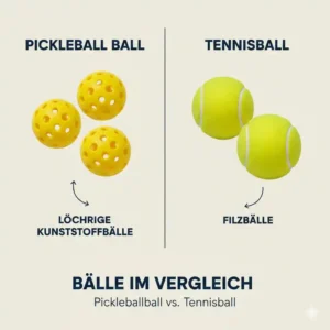 Detailansicht der Bälle verdeutlicht die pickleball vs tennis unterschiede bei Material und Flugverhalten.