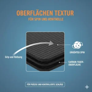 Spezielle Oberflächenstruktur, um den Pickleball Schläger kontrolliert spielen zu lassen.