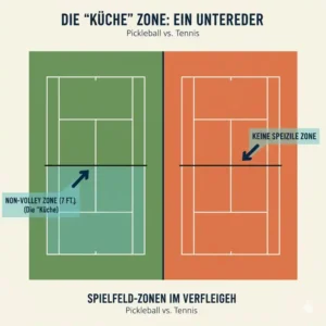 Die Besonderheiten der Non-Volley-Zone (Kitchen) als pickleball vs tennis unterschiede.