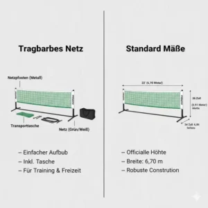 Ein tragbares Netz als wichtiger Bestandteil für pickleball richtige ausrüstung wählen.