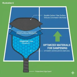 Layered carbon fiber materials used for pickleball schläger vibrationsdämpfung.