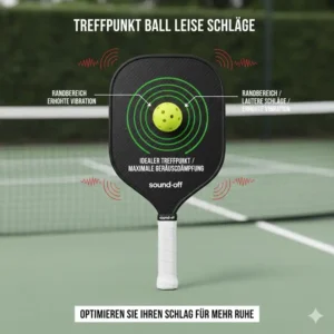 Illustration eines Spielers nutzt einen Pickleball Schläger leise Schläge für ein geräuscharmes Training.