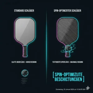 Vergleichsgrafik zwischen einem normalen Paddle und einem pickleball schläger spin optimiert.