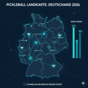 Eine Ăbersichtskarte der neuen Standorte, die durch den pickleball trend deutschland 2026 ĂŒberall im Land entstehen.