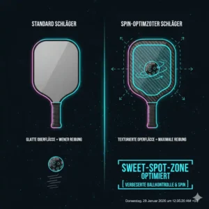 Visualisierung der optimalen Treffzone für einen pickleball schläger spin optimiert.