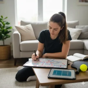 Analyse von SpielzĂŒgen am Taktik-Board als mentale Pickleball Training zuhause Tipps fĂŒr den Erfolg.
