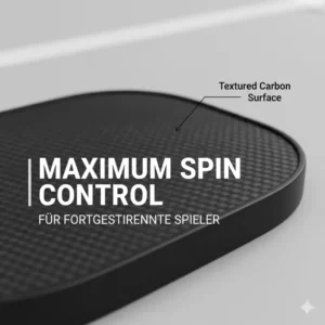 Strukturierte Carbon-Oberfläche für einen pickleball schläger für fortgeschrittene zur Spin-Kontrolle.