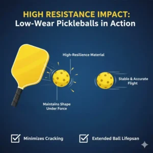 Illustration der hohen Widerstandsfähigkeit beim Aufprall der pickleball bälle geringe abnutzung.