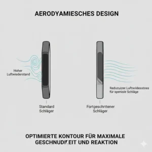 Aerodynamisches Rahmenprofil für einen schnellen pickleball schläger für fortgeschrittene.