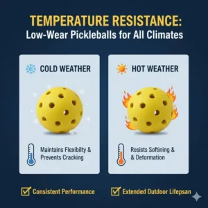 Thermische Beständigkeit und Wetterfestigkeit der pickleball bälle geringe abnutzung.