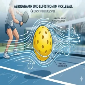Illustration der Aerodynamik und des Luftstroms der Pickleball Bälle für schnelles Spiel.