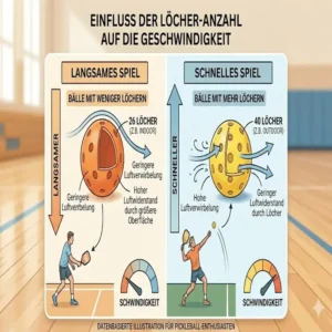 Infografik über die Anzahl der Löcher und warum weniger Löcher bessere Pickleball Bälle für langsames Spiel ausmachen.