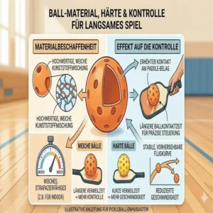 Darstellung der Materialhärte und deren Einfluss auf Pickleball Bälle für langsames Spiel und Kontrolle.