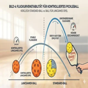 Analyse der stabilen Flugkurve für kontrollierte Pickleball Bälle für langsames Spiel.