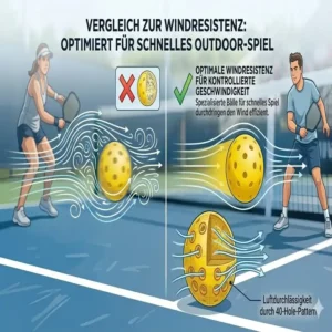 Grafik zur Windresistenz und Flugstabilität der Pickleball Bälle für schnelles Spiel.