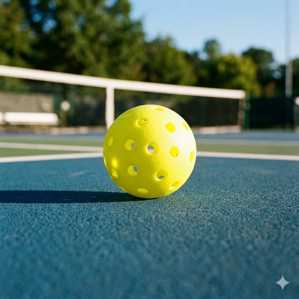 Hochwertige pickleball bälle langlebig outdoor auf einem Profi-Spielfeld.