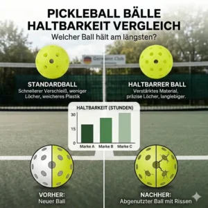 Illustration der Materialunterschiede für den pickleball bälle haltbarkeit vergleich.