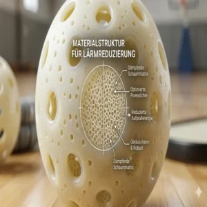 Nahaufnahme der speziellen Materialstruktur für pickleball bälle leise indoor zur Lärmreduzierung.