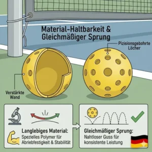 Illustration der nahtlosen Konstruktion für langlebige pickleball bälle gleichmäßige sprungkraft und Materialstabilität.