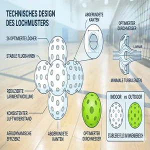 Technische Zeichnung des optimierten Lochmusters für pickleball bälle leise indoor.