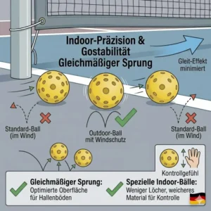 Spezielle Indoor-Bälle optimiert für pickleball bälle gleichmäßige sprungkraft auf glatten Hallenböden.