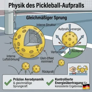 Illustration des Aufprallverhaltens zur Verdeutlichung der Physik hinter pickleball bälle gleichmäßige sprungkraft.