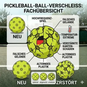 Übersicht der Verschleißfaktoren für den pickleball bälle haltbarkeit vergleich.