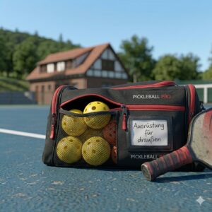 Eine Sporttasche gefüllt mit pickleball bälle langlebig outdoor bereit für das Spiel.