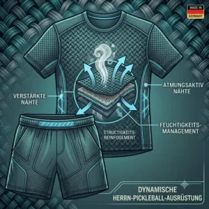 Modernes Design und Passform der pickleball sportkleidung langlebig für Herren mit Shirt und Shorts.