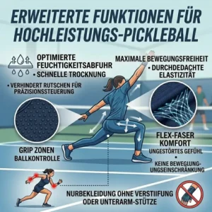 Maximale Bewegungsfreiheit auf dem Spielfeld durch neue pickleball bekleidung elastisch und leicht.