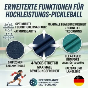 Die detaillierte Materialstruktur zeigt warum unsere pickleball bekleidung elastisch und langlebig bleibt.