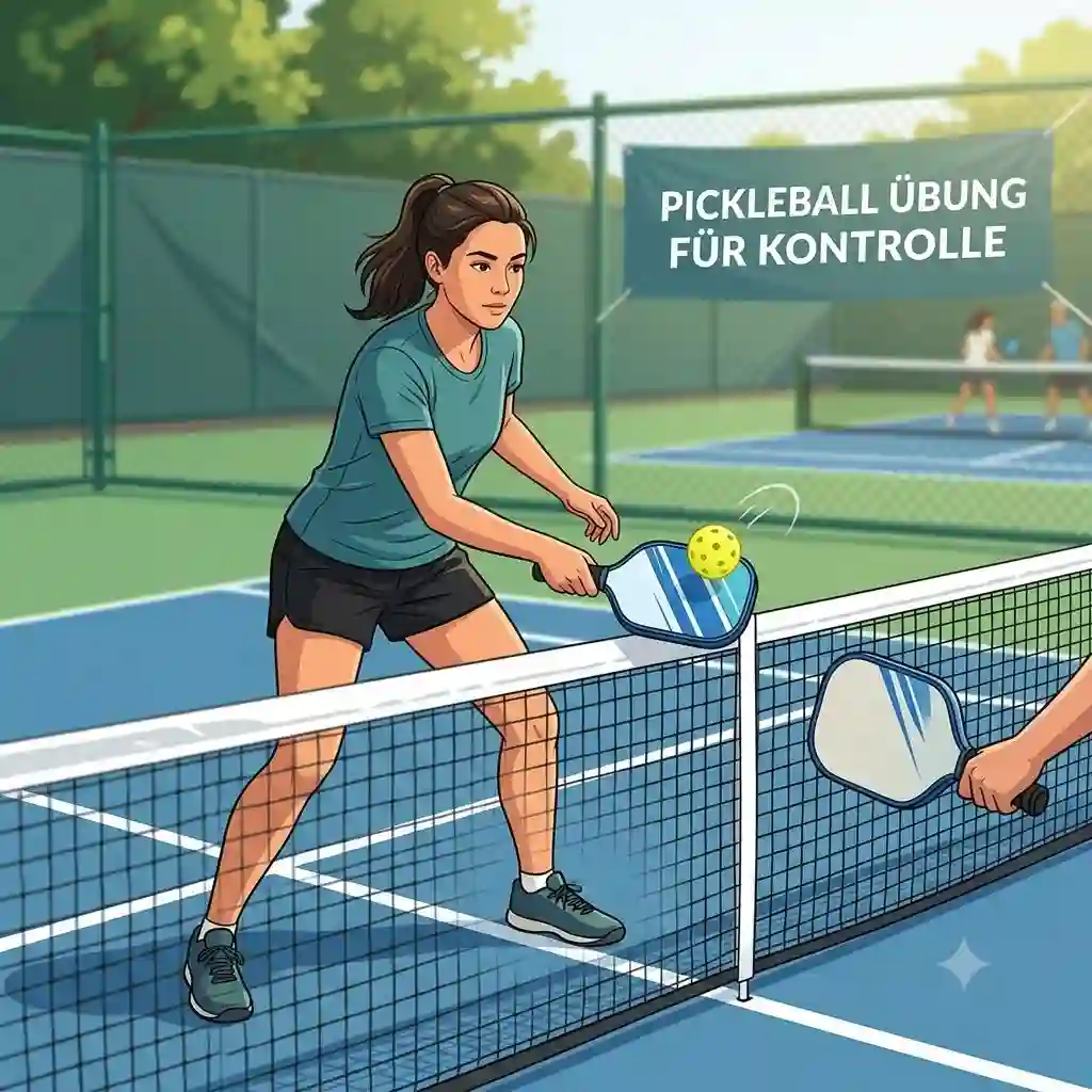 A focused player performs a specific pickleball drill for control during a rally.pickleball übung für kontrolle
